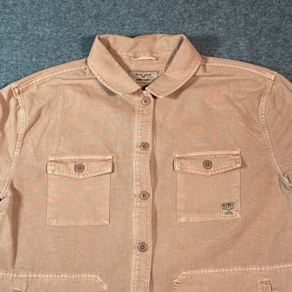 Kimes Ranch Cloverleaf Shirt Jacket Womens Tan Brown Long Sleeve Cotton XL NWT - Picture 4 of 13